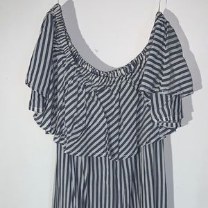 Strapless Blue & White Dress